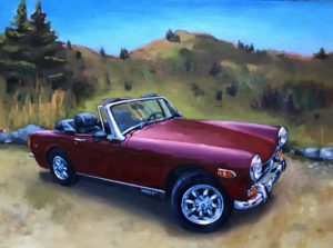 Vintage & Classic Automobiles - MG Midget Oil Painting