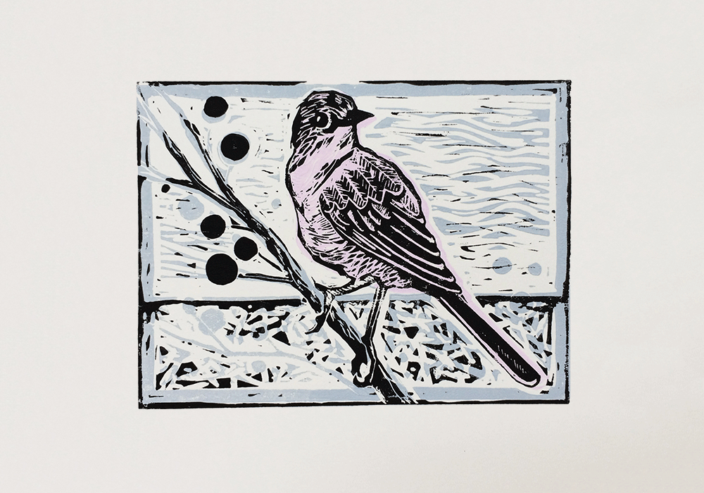 Hand Made Lino cut bird art print