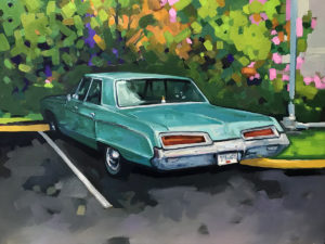 Artist Studio - Oil Paintings. Classic Car parking lot.